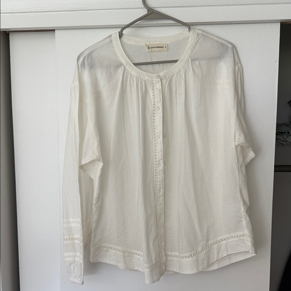 Lucky Brand Cream Button-Front Blouse